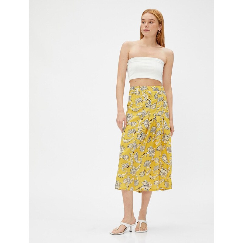 Koton Floral Midi Skirt Viscose