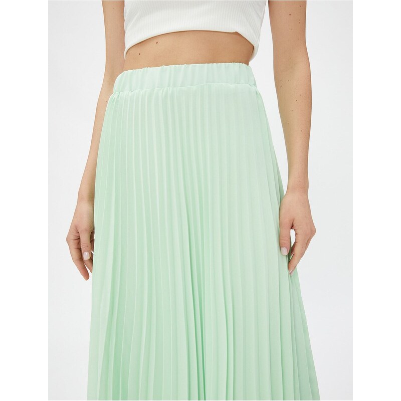 Koton Midi Skirt with Pleated Chiffon Elastic Waist.