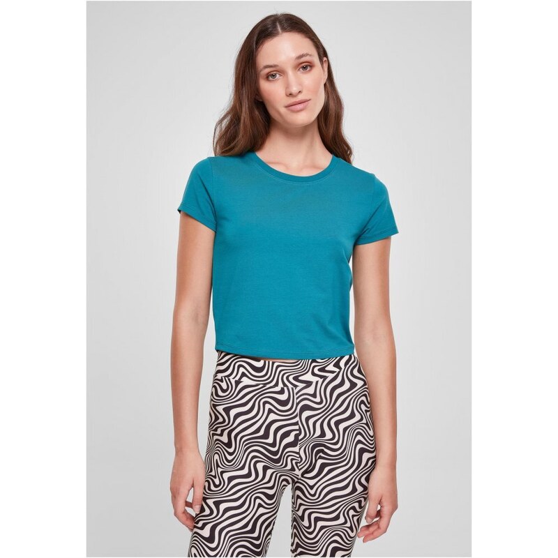 URBAN CLASSICS Ladies Stretch Jersey Cropped Tee - watergreen