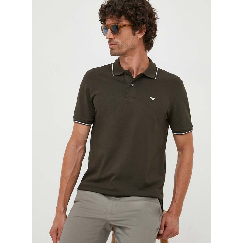 Polo tričko Emporio Armani zelená barva