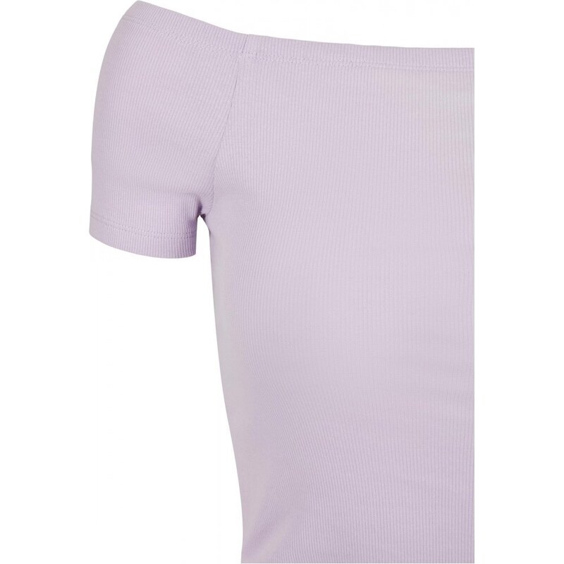 URBAN CLASSICS Ladies Off Shoulder Rib Tee - lilac