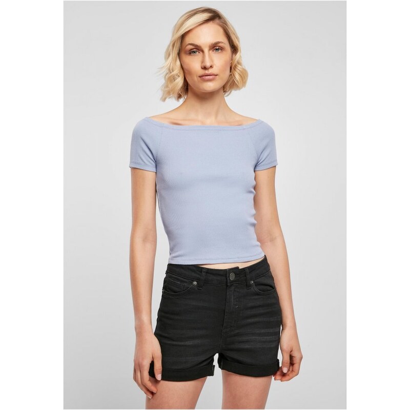 URBAN CLASSICS Ladies Off Shoulder Rib Tee - violablue