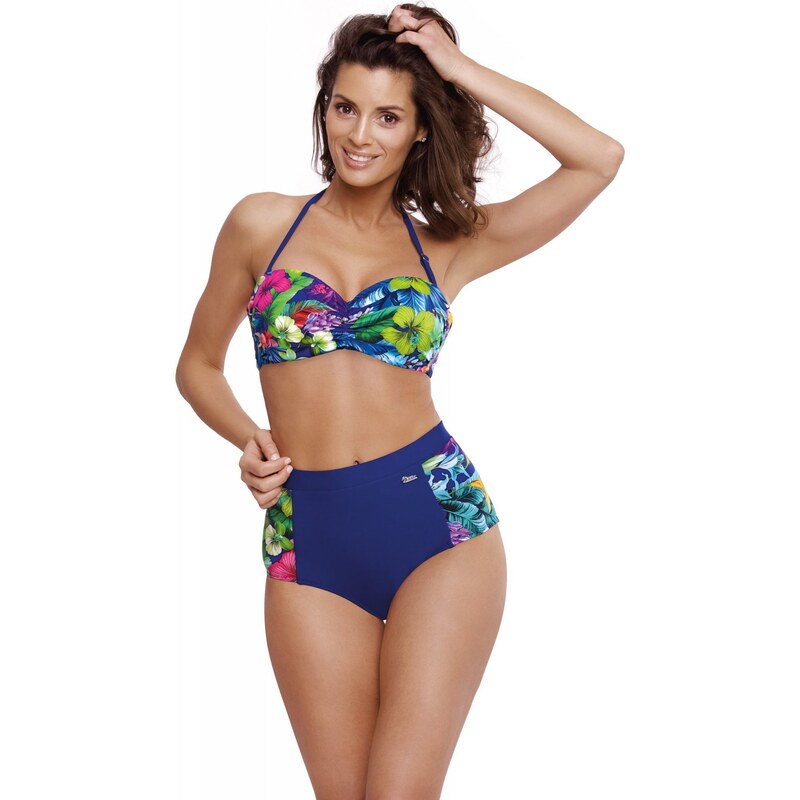 MARKO COLLECTION Modré bikiny s tropickým vzorem a vysokým