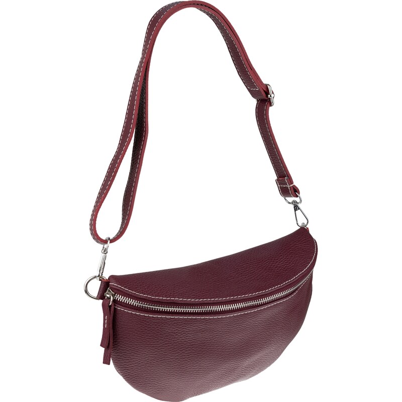 Bordo kožená italská crossbody kabelka Reni Grande Bordo