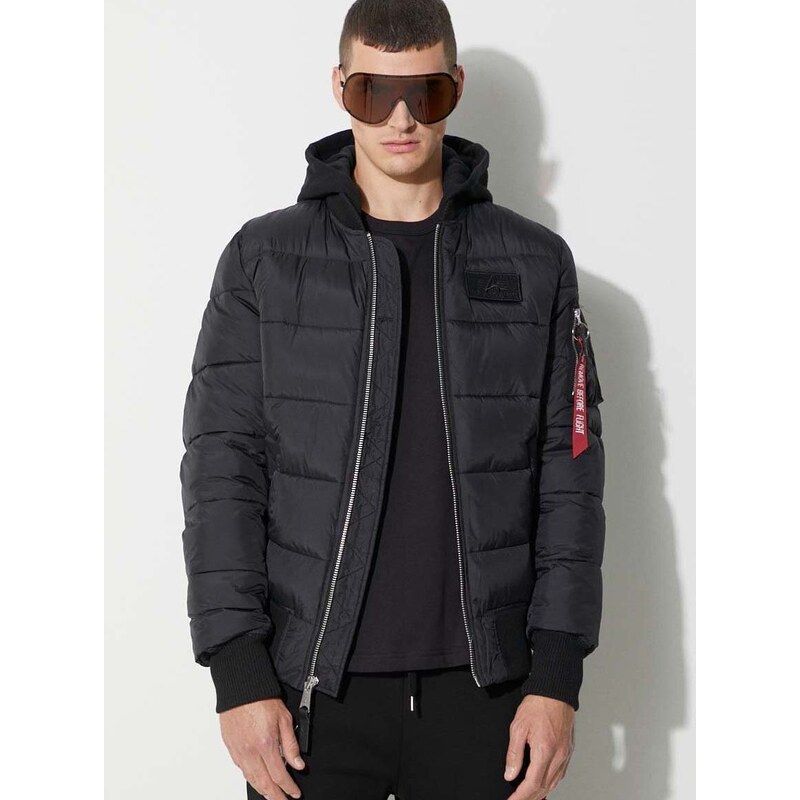 Bunda Alpha Industries MA-1 ZH Back Print Puffer FD pánská, černá barva, zimní, 118107.03