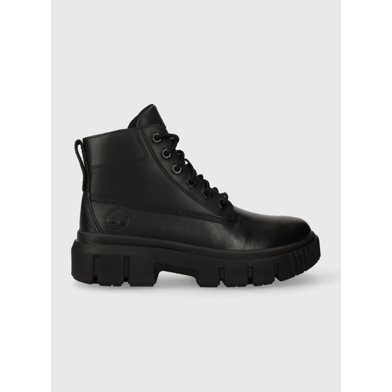 Kožené workery Timberland Greyfield Leather Boot dámské, černá barva, na plochém podpatku, TB0A5ZDR0011