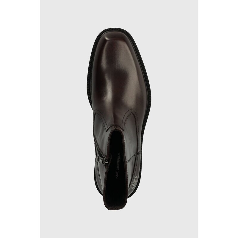 Kožené boty Karl Lagerfeld KRAFTMAN pánské, hnědá barva, KL11440