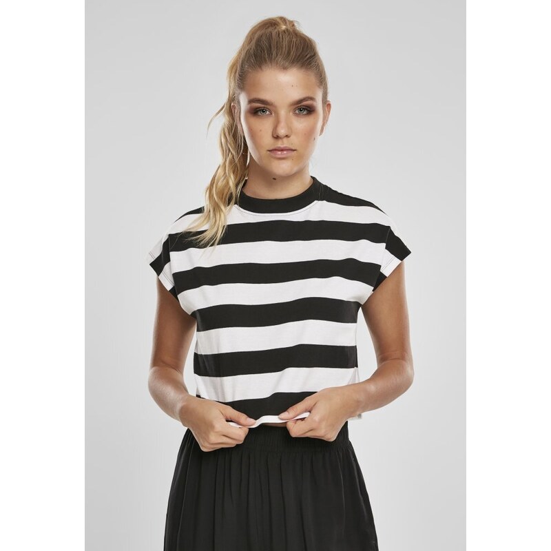 Černo/bílé dámské tričko Urban Classics Stripe Short