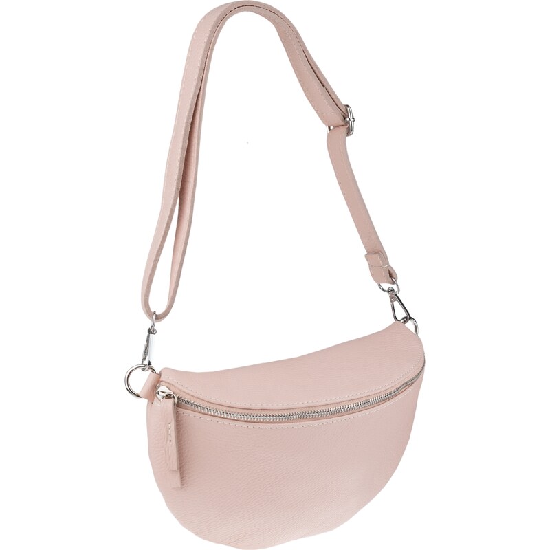 Růžová kožená italská crossbody kabelka Reni Grande Rosa Chiara