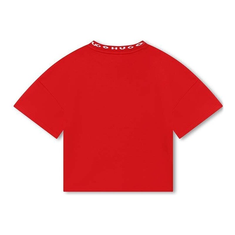 Dětské tričko HUGO béžová barva, s pologolfem