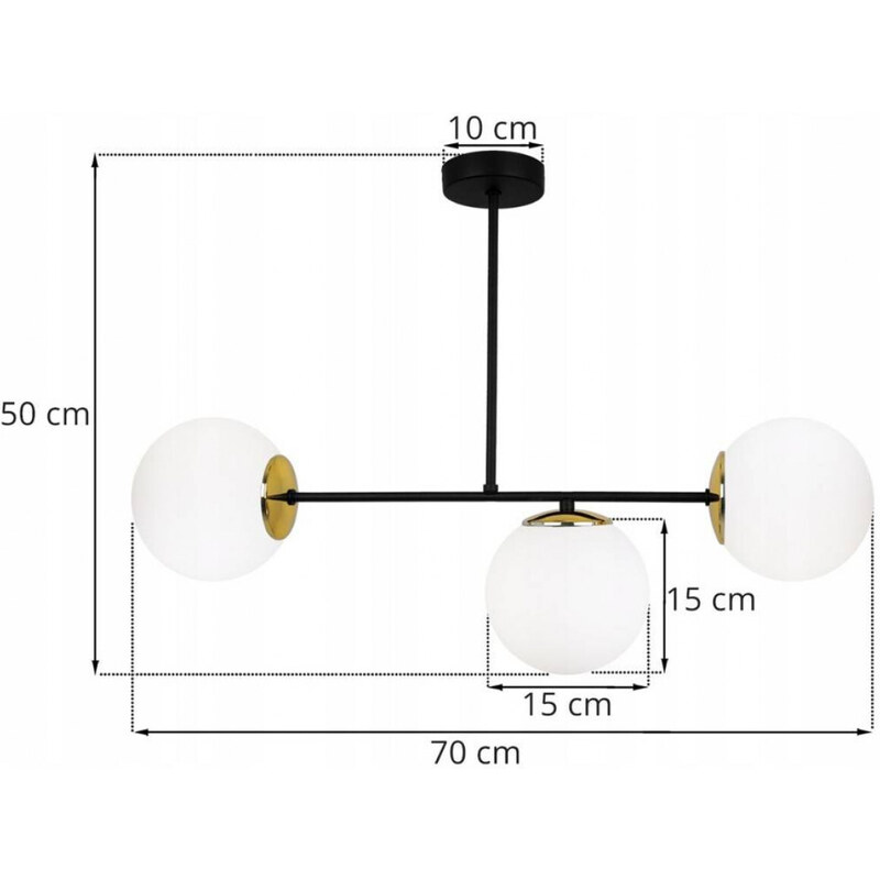 Light for home - Černý lustr na tyči s třemi bílými skleněnými kuličkami  PALERMO 2390/3, 3X40W, E 14, Černá - GLAMI.cz