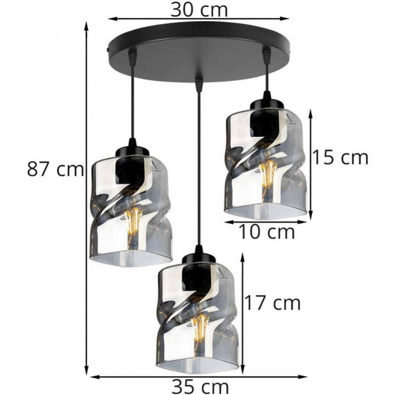 Light for home - Moderní LED závěsné svítidlo se skleněnými stínidly NIKI 2195/3/OW, 3x60W, E27, Černá