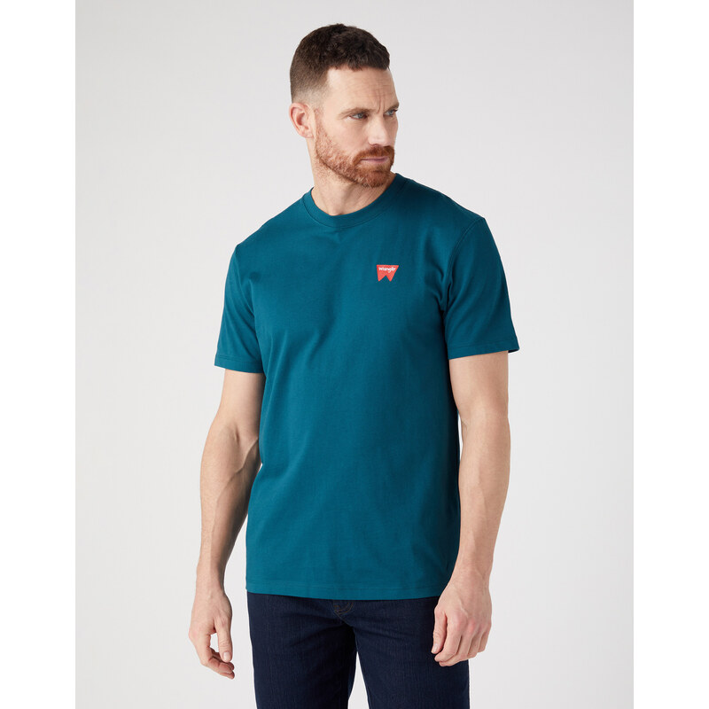 Pánské tričko WRANGLER W70MEEG03 112341130 SIGN OFF TEE Deep Teal Green