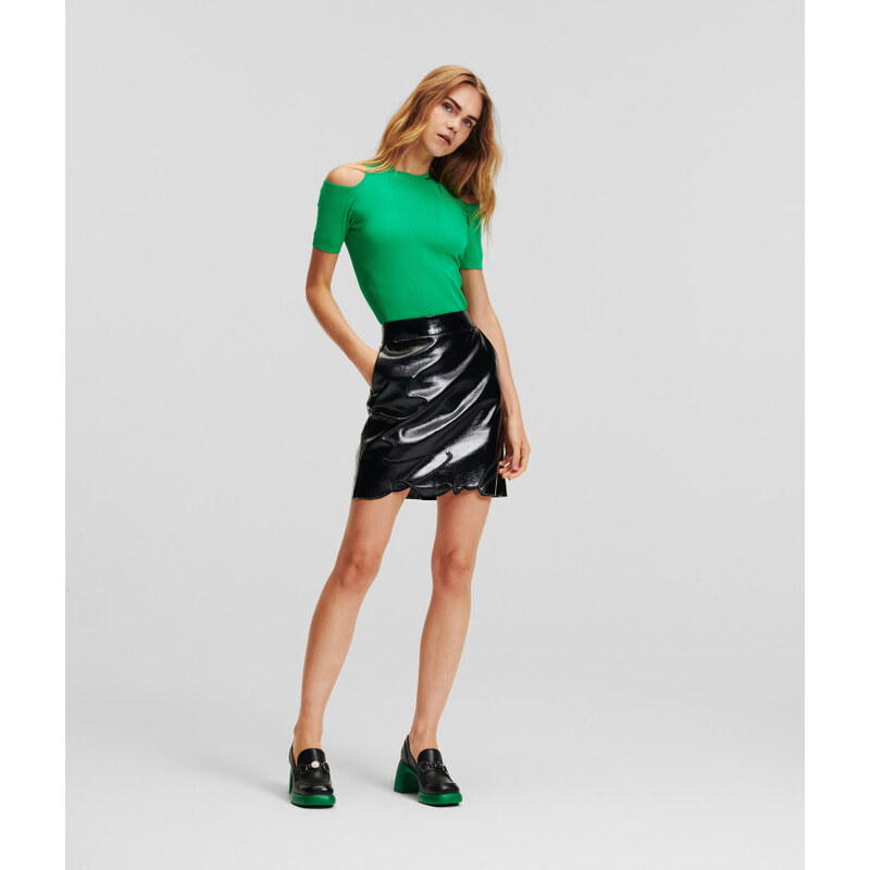 SUKNĚ KARL LAGERFELD PATENT FAUX LEATHER SKIRT