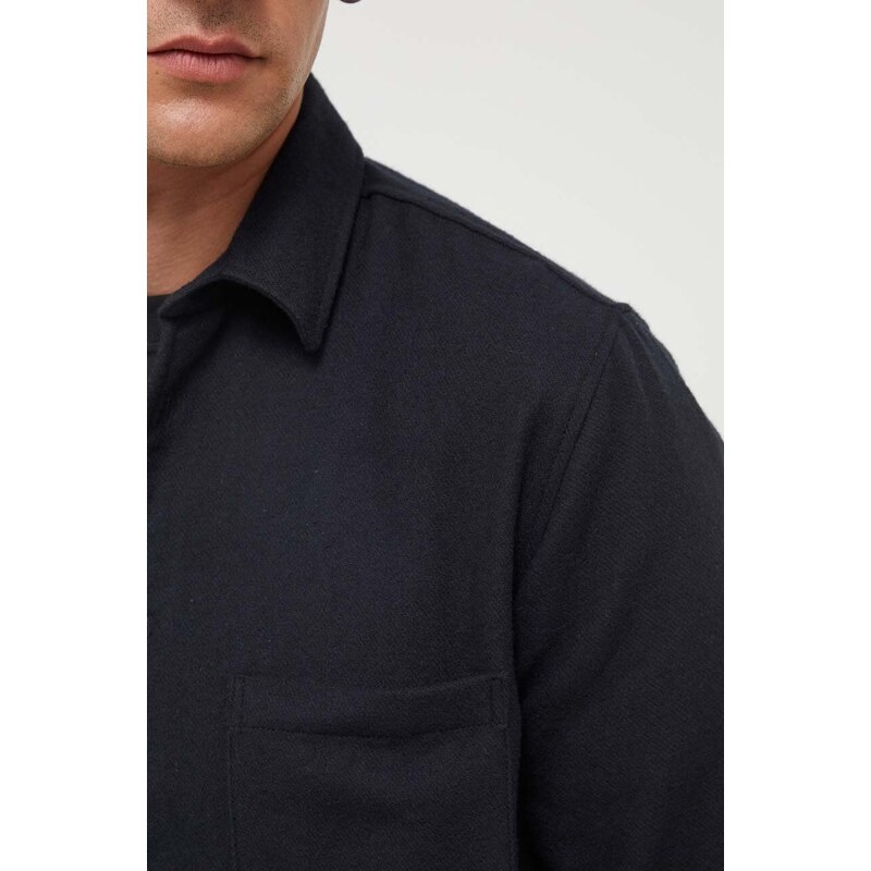 Košile Samsoe Samsoe Liam černá barva, regular, s klasickým límcem, M20400058