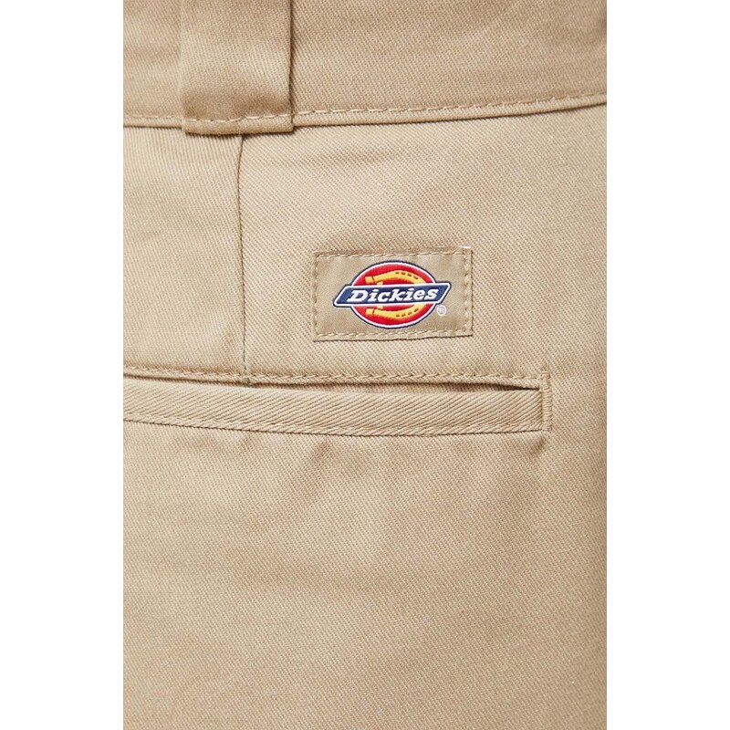 Kalhoty Dickies dámské, béžová barva, jednoduché, high waist