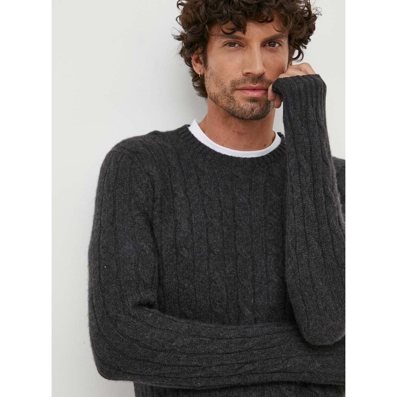 Kašmírový svetr Polo Ralph Lauren pánský, šedá barva