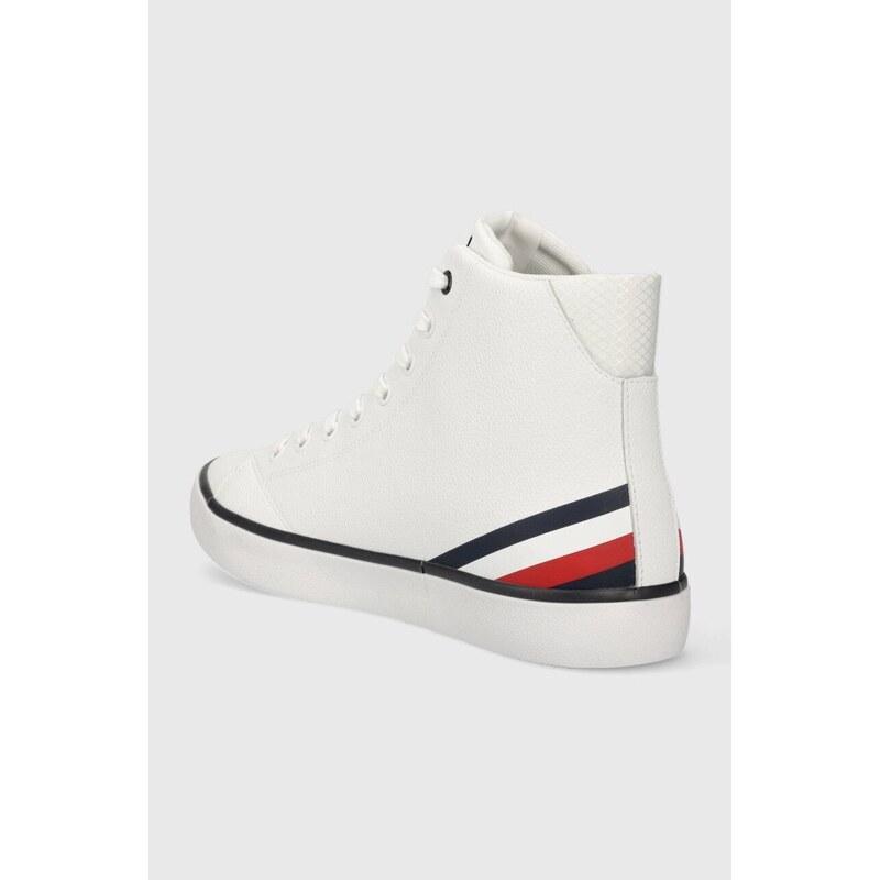 Kožené kecky Tommy Hilfiger TH HI VULC CORE LTH pánské, bílá barva, FM0FM04816