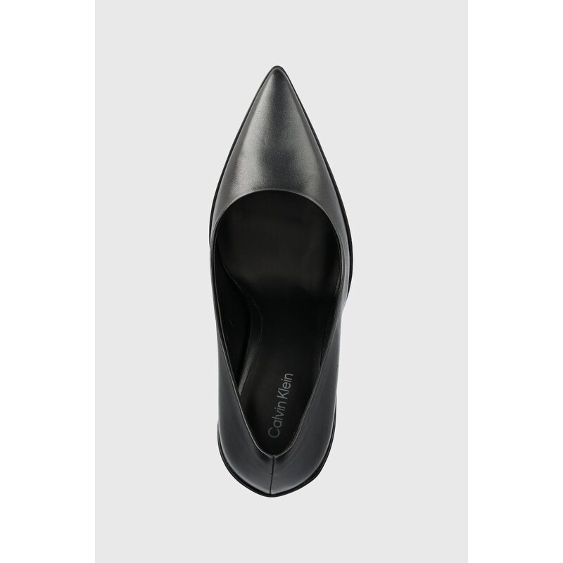Kožené lodičky Calvin Klein WRAP STIL CLASSIC PUMP 90-PEARL černá barva, HW0HW01734