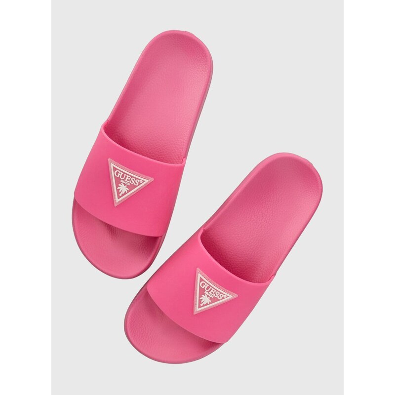 Pantofle Guess BEACH SLIPPERS dámské, růžová barva, E3GZ12 BB00F