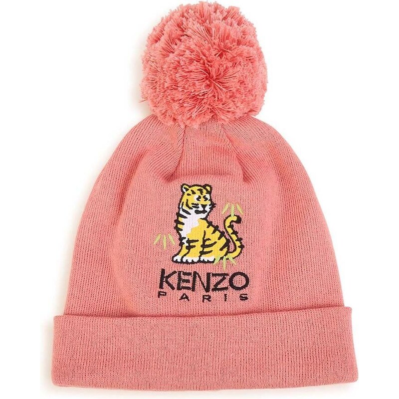 Čepice s příměsí kašmíru pro děti Kenzo Kids růžová barva