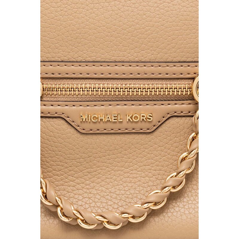 Kožený batoh MICHAEL Michael Kors dámský, béžová barva, malý, hladký