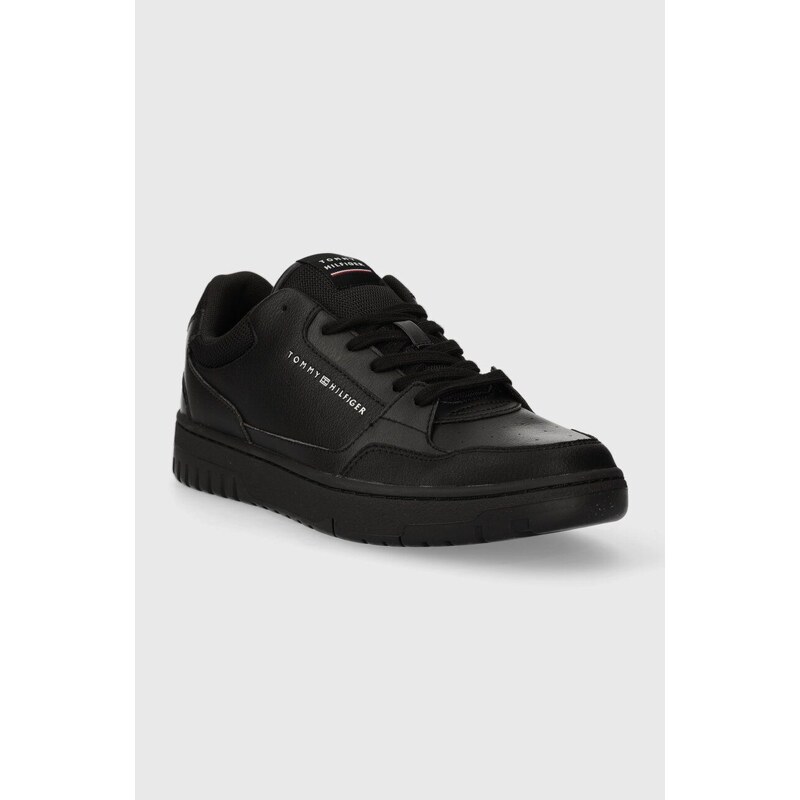 Sneakers boty Tommy Hilfiger TH BASKET CORE LEATHER černá barva, FM0FM04727