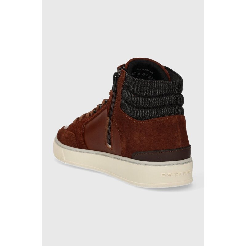 Kožené sneakers boty G-Star Raw RAVOND II MID LEA hnědá barva, 2342005714.RBRWN