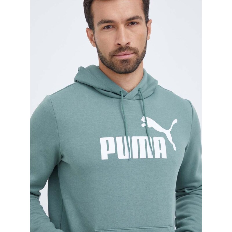 Mikina Puma pánská, zelená barva, s kapucí, s potiskem, 586687