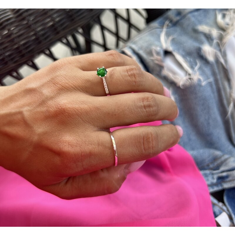 SYLVIENE Stříbrný prsten ROYAL Green