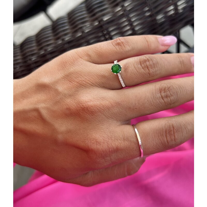 SYLVIENE Stříbrný prsten ROYAL Green