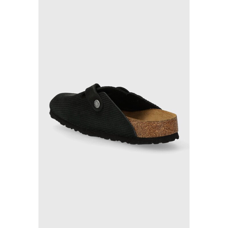 Semišové pantofle Birkenstock dámské, černá barva