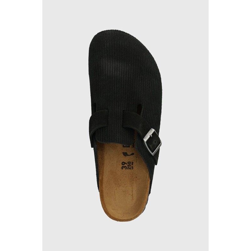 Semišové pantofle Birkenstock dámské, černá barva