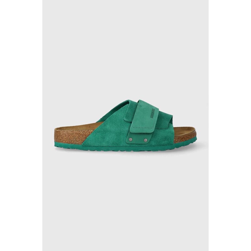 Semišové pantofle Birkenstock pánské, zelená barva