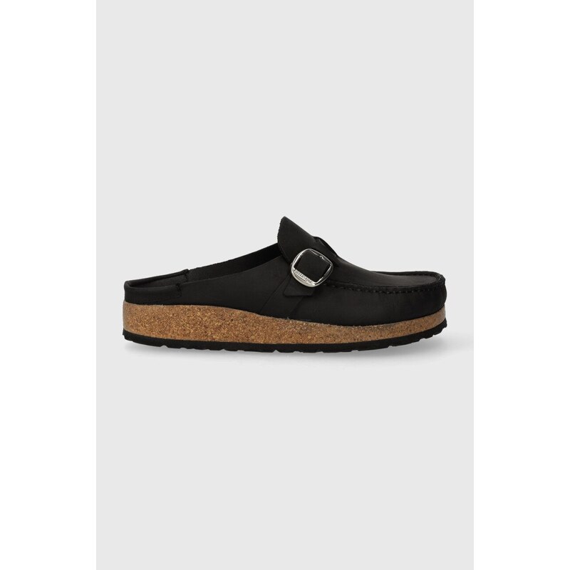 Semišové pantofle Birkenstock dámské, černá barva