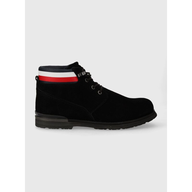 Semišové boty Tommy Hilfiger CORE HILFIGER SUEDE BOOT pánské, černá barva, FM0FM04800