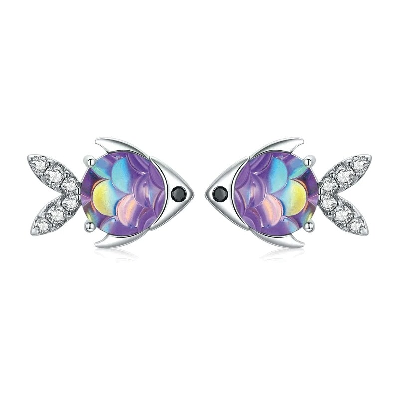 GRACE Silver Jewellery Stříbrné náušnice Tropická Rybička - stříbro 84405233