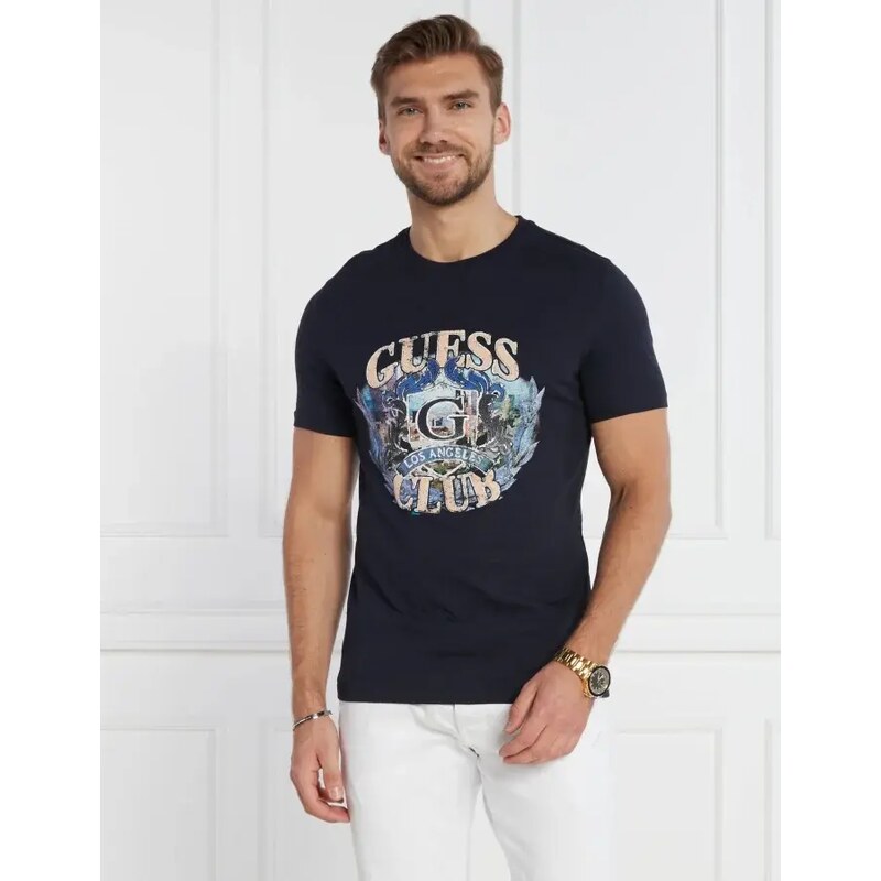 GUESS Tričko SS CN MULTI LOGO | Slim Fit