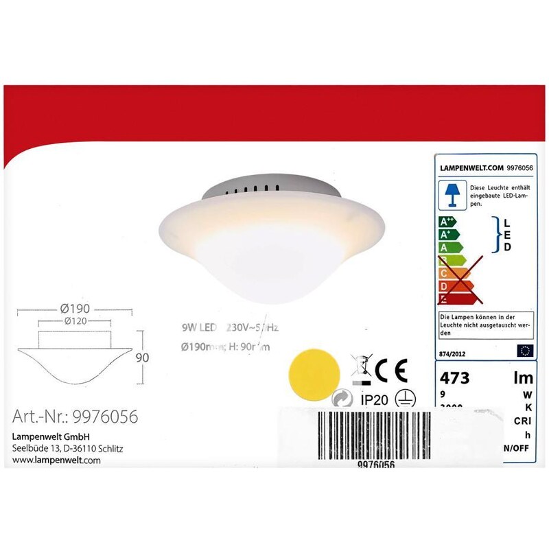 Lampenwelt Lampenwelt - LED Stropní svítidlo LED/9W/230V LW1141