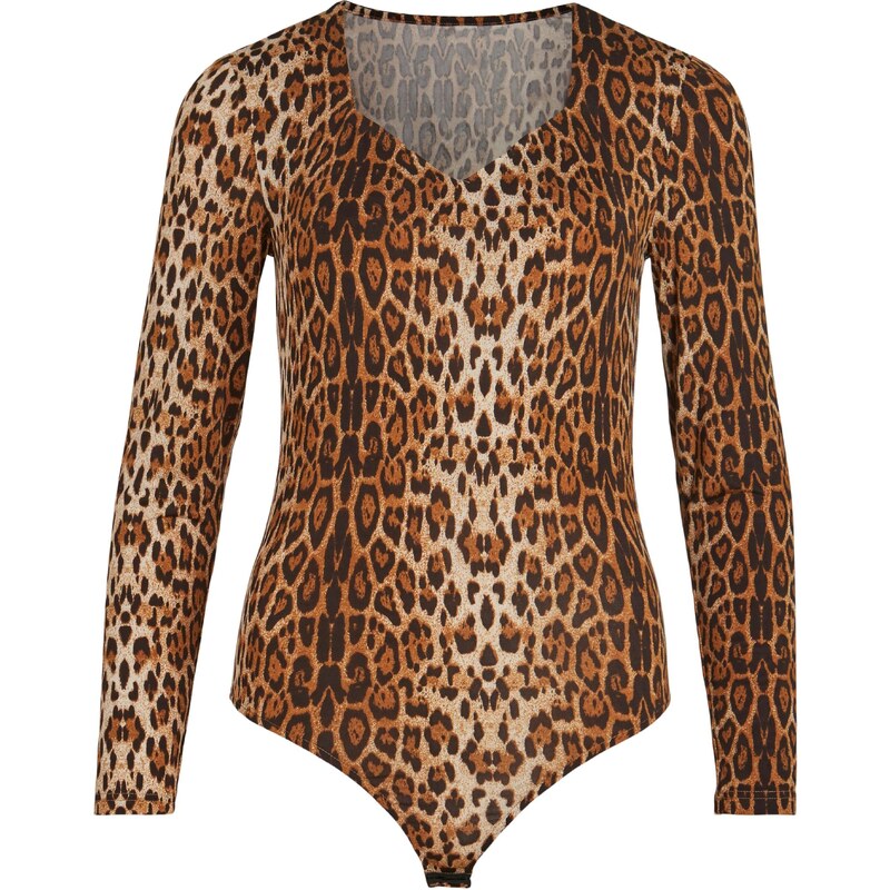 VILA Tričkové body LEOA hnědá / koňaková / světle hnědá 108755574