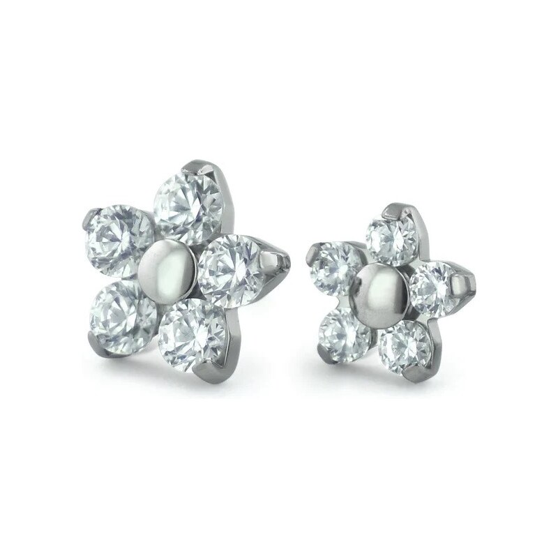 Titanová bezzávitová koncovka Neometal Flower gem CZ