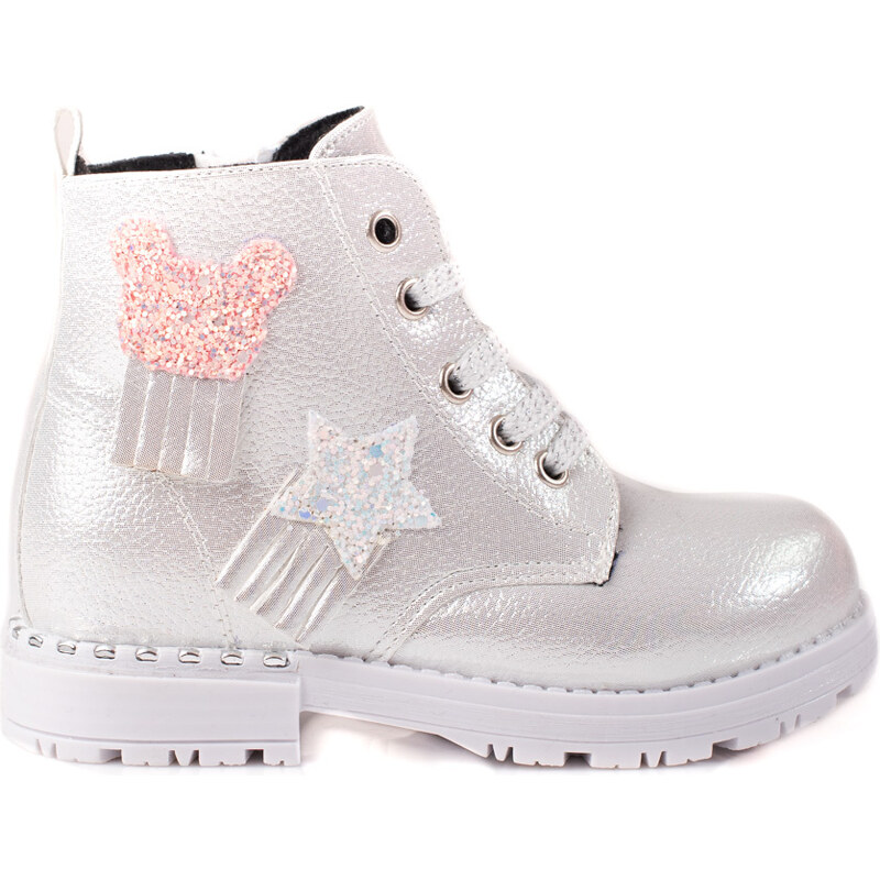 Shelvt girls' ankle boots silver
