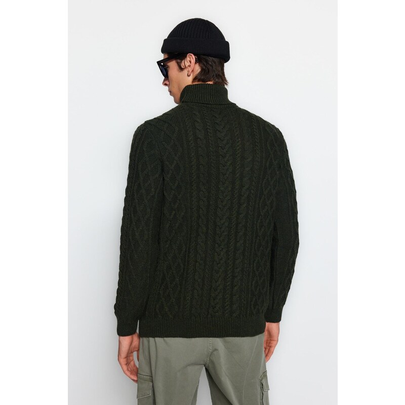 Trendyol Khaki Men's Slim Fit Turtleneck Hair Knit Knitwear Sweater