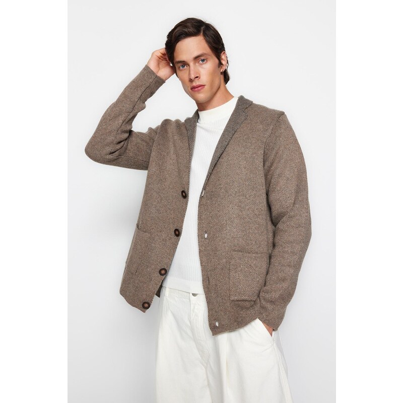 Trendyol Mink Regular Fit Collar Knitwear Cardigan