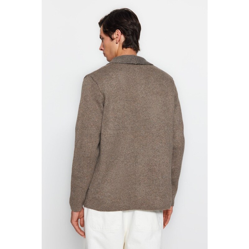 Trendyol Mink Regular Fit Collar Knitwear Cardigan