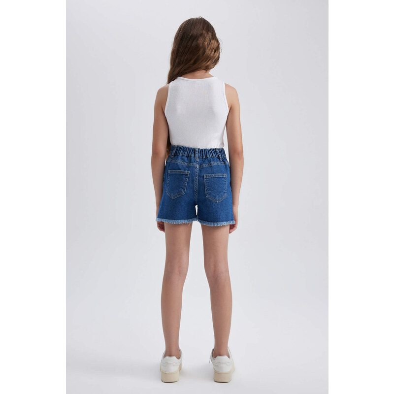 DEFACTO Girl's Mom Fit Ripped Detailed Shorts