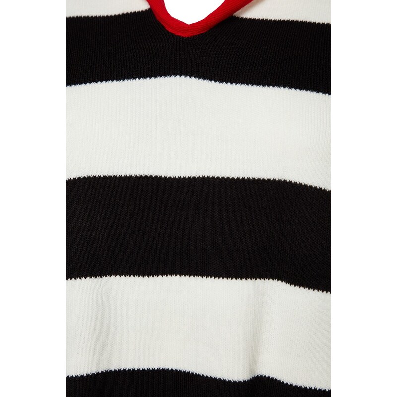 Trendyol Curve červený rolákový pruhovaný pletený svetr