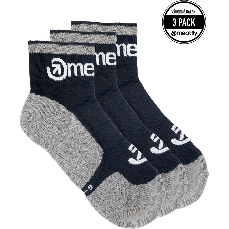 Meatfly ponožky Middle Triple pack Grey | Černá