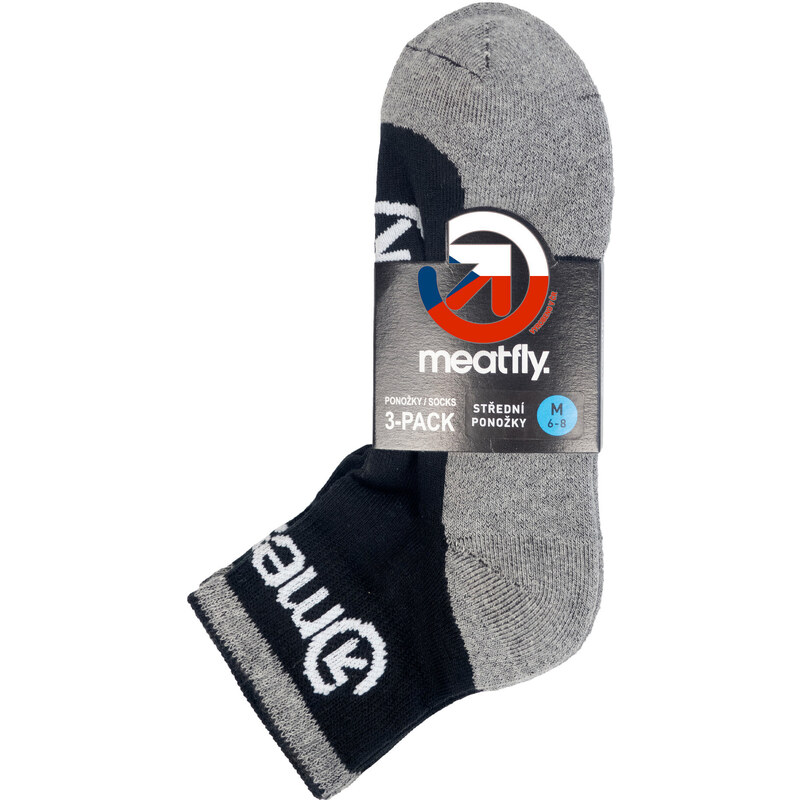 Meatfly ponožky Middle Triple pack Grey | Černá