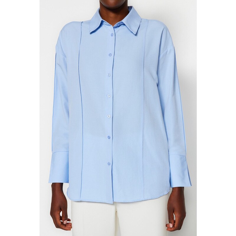 Trendyol Light Blue Rib Detail Woven Shirt